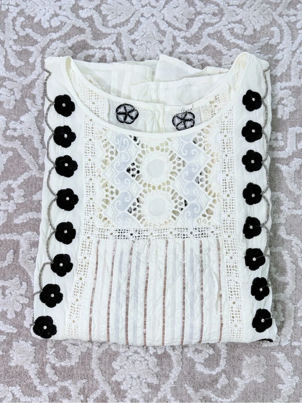 Anthropologie | Floreat Veille Embellished Lace Top